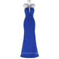 Kate Kasin Robe sans bretelles à manches longues à encolure en V Royal Blue Sexy Robe de bal KK001042-1